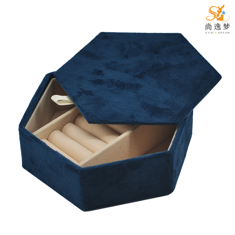 Plugin Mirror Lid Velvet Covered Wood Frame Cosmetics Storage Box